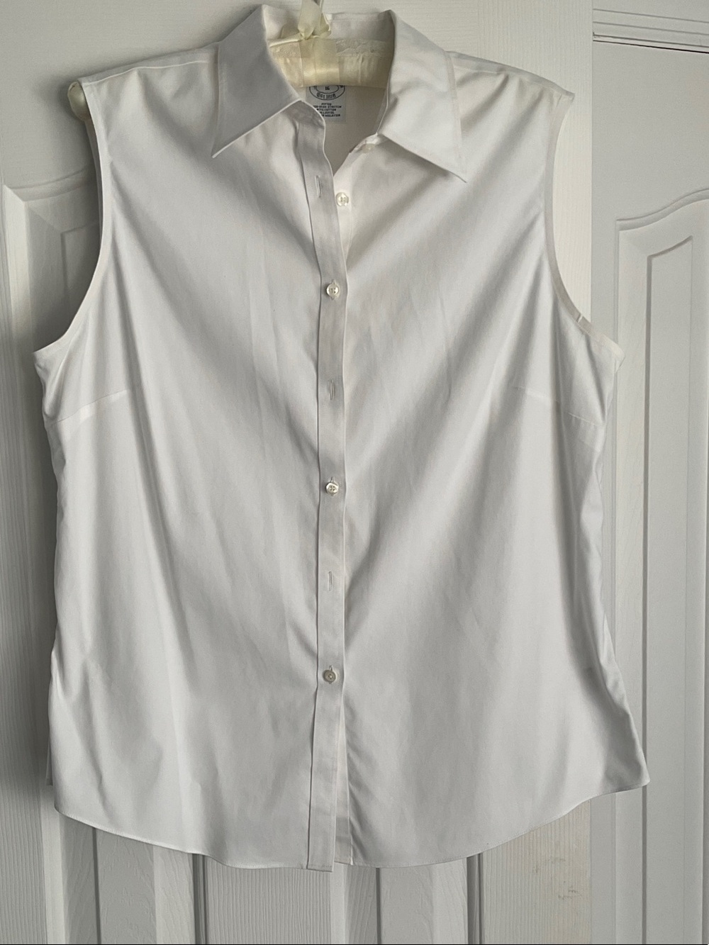 Brooks Brothers White Sleeveless Button-Down Shirt